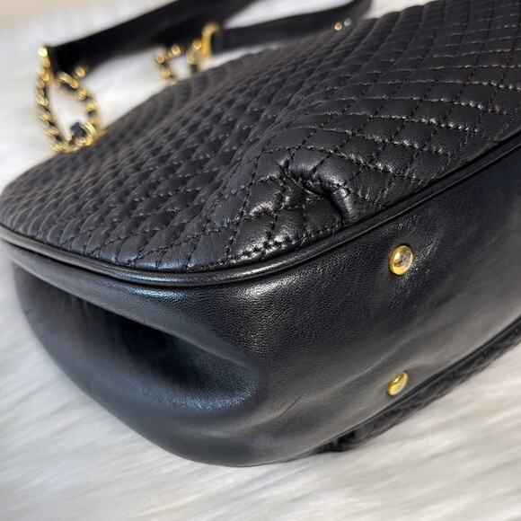 BALLY Chain Shoulder Bag Leather Black Gold Authentic - Picture 9 of 15